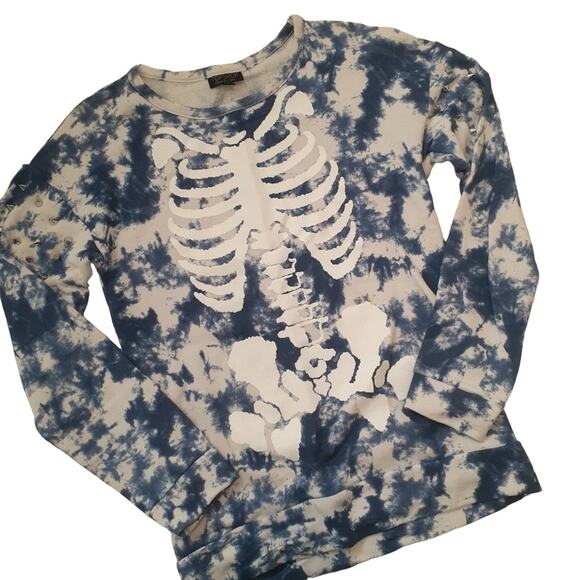 Topshop Tye Dye Skelton Spiked Light Sweater - Picture 1 of 8